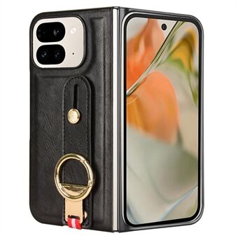 Voor Google Pixel 9 Pro Fold 5G Hoes Leer+PC+TPU Polsbandje Hoes met Flesopener Ring