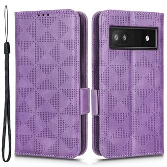 Voor Google Pixel 6a Gedrukt driehoekpatroon Flip Telefoonhoesje met Stand Wallet PU Leren Telefoonhoesje met Band