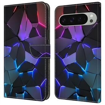 Voor Google Pixel 9 Pro XL Hoes Patroon Bedrukte Beschermhoes TPU+PU Leren Flip Telefoonhoes