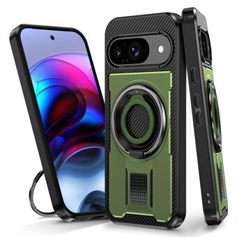 Voor Google Pixel 9 / Google Pixel 9 Pro Hoes TPU+PC Kickstand Telefoonhoes met Siliconen Vingerband