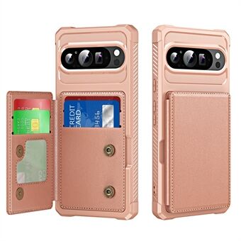 Voor Google Pixel 9 / Pixel 9 Pro Hoesje Kaartsleuf Standaard Leer+TPU Versterkte Hoek Telefoonhoes