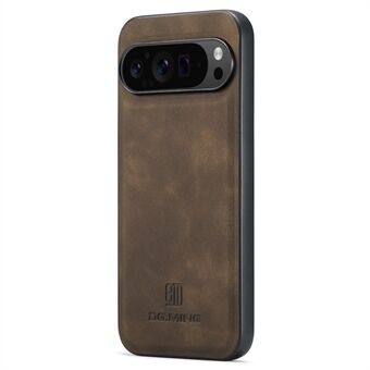DG.MING Voor Google Pixel 9 Pro XL Hoes PU Leren Bedekte PC+TPU Hybride Telefoonhoesje