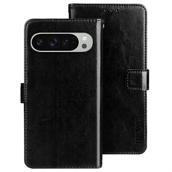 IDEWEI Voor Google Pixel 9 Pro XL Standaard Hoes Crazy Horse Textuur Leren Telefoonhoes