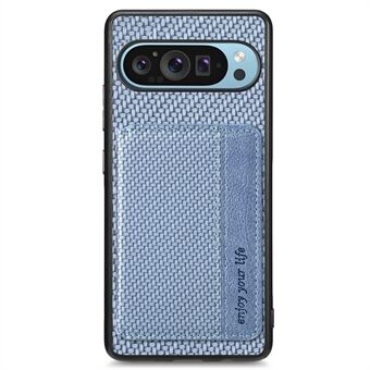 Voor Google Pixel 9 / Pixel 9 Pro Hoes RFID-Blokkerende Kaarthouder Koolstofvezel Leer+PC+TPU Telefoonhoesje