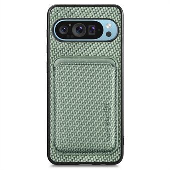 Voor Google Pixel 9 / Pixel 9 Pro Hoesje Carbon Fiber Lederen Achterkant Hoes met Afneembare Kaarttas