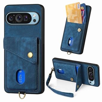 Voor Google Pixel 9 / Pixel 9 Pro Hoesje met Kaartsleuf Kickstand Leren TPU Telefoonhoesje