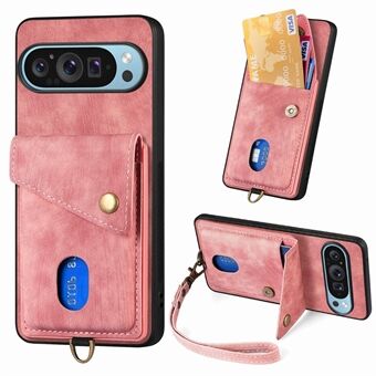 Voor Google Pixel 9 / Pixel 9 Pro Hoes met Kaartsleuf Kickstand Leren TPU Telefoonhoesje