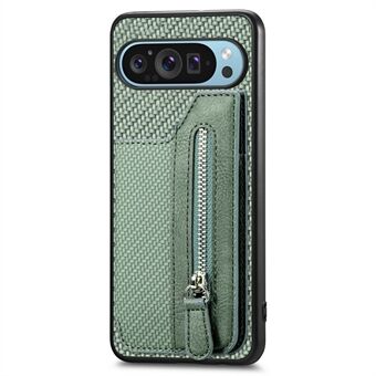 Voor Google Pixel 9 Pro XL Hoesje Leer+PC+TPU Rits Portemonnee Telefoonhoes Achterkant Cover