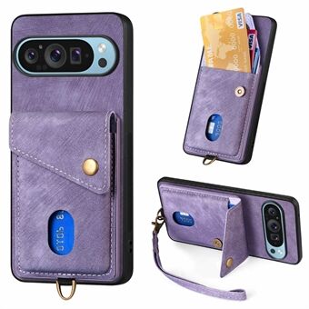 Voor Google Pixel 9 Pro XL Hoesje met Kaartsleuf Kickstand Leren TPU Telefoonhoesje