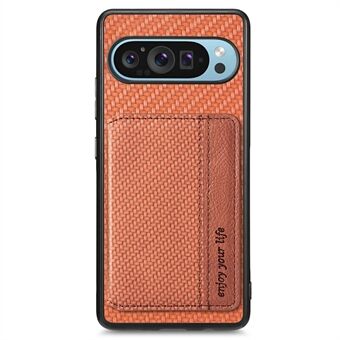 Voor Google Pixel 9 Pro XL Hoes RFID Blokkeerkaart Houder Koolstofvezel Leer+PC+TPU Telefoonhoes