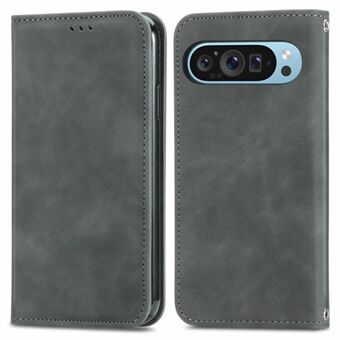 Voor Google Pixel 9 Pro XL Hoesje Huidgevoel Kaartsleuf Lederen Telefoonhoesje Standaard Magnetische Absorptie