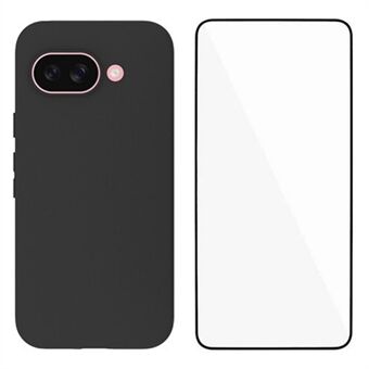 WANLONFENG MS-serie voor Google Pixel 9a TPU-hoes matte cover met schermfolie (groot lensgat)