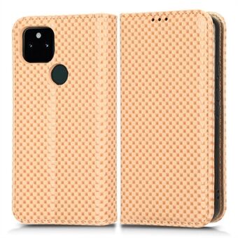 Voor Google Pixel 5a 5G Grid Texture Magnetische Auto-geabsorbeerde Telefoonhoes PU Lederen Portemonnee Stand Folio Flip Cover