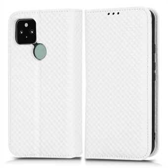 Voor de Google Pixel 5 Grid Textuur Schokbestendige Telefoonhoes PU Lederen Magnetische Auto Telefoonhoes met Portemonnee Stand