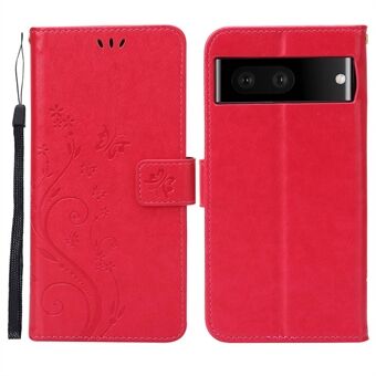 Voor Google Pixel 7 5G Anti-kras Stofdichte Telefoonhoes Wallet-standaard PU lederen bedrukking bloemvlinders mobiele telefoonhoes.