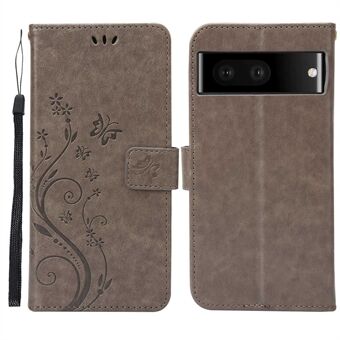 Voor Google Pixel 7 5G Anti-kras Stofdichte Telefoonhoes Portemonnee Standaard PU Lederen Opdruk Bloemen Vlinders Telefoonhoes