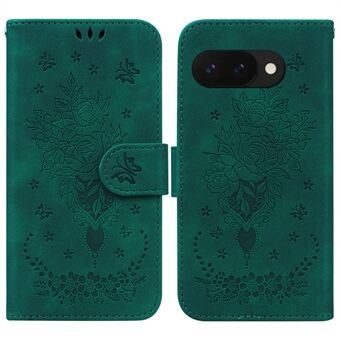 Voor Google Pixel 9a Hoes PU Leren Portemonnee Telefoonhoesje met Vlinder- en Bloemenprint