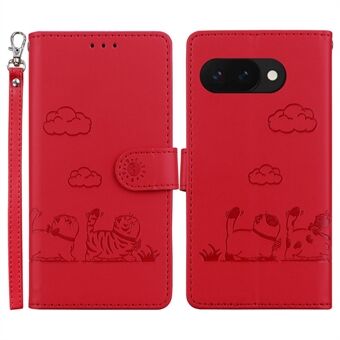 Voor Google Pixel 9a Hoesje RFID Blokkerend Kittens Motief TPU+PU Leren Telefoonhoesje