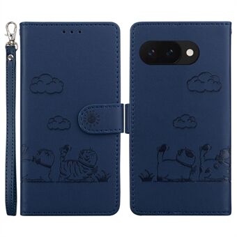 Voor Google Pixel 9a Hoes RFID-Blokkerende Kittenspatroon TPU+PU Lederen Telefoonhoesje