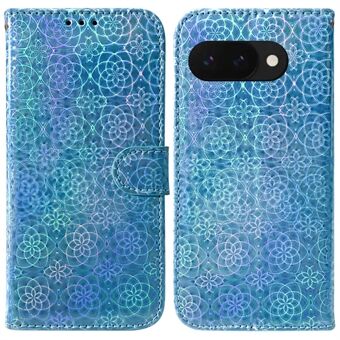 Voor Google Pixel 9a Stand Case Oogverblindende Bloemen Leren Telefoonhoes