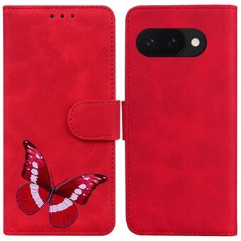 Voor Google Pixel 9a Stand Case PU Leren Telefoonhoes met Vlinderprint