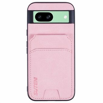 SUTENI H02 Voor Google Pixel 8a Hoes Kaartsleuven Kickstand Litchi Textuur Leer+TPU Bescherming