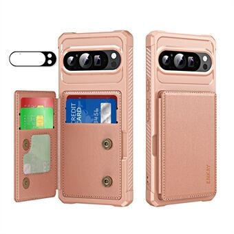 Voor Google Pixel 9 / Google Pixel 9 Pro ENKAY Hat-Prince Wallet Kaartsleuf Kickstand PU Leren +TPU Achter Telefoonhoesje met Cameralensfilm