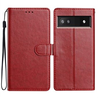 Voor Google Pixel 9a Leren Hoesje Wallet Stand Telefoonhoes met Handige Strap