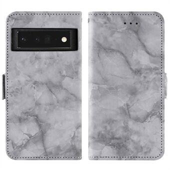 Voor Google Pixel 6 Pro 5G is er een schokbestendige PU-lederen telefoonhoes met een standaard, met een marmerpatroon, een dubbele magnetische sluiting en een flip-portemonneehoes.
