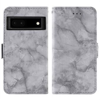 Voor de Google Pixel 6a Anti-drop Telefoonhoesje met Portemonnee en Standfunctie, Marmer Patroon, Dubbele Magneetsluiting, PU Leren Fliphoesje