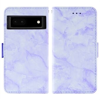 Voor de Google Pixel 6a anti-val telefoonhoes met portemonnee en standaard, marmerpatroon, dubbele magnetische sluiting, PU lederen flip telefoonhoes.