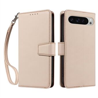 Voor Google Pixel 9 / 9 Pro Hoes RFID Blokkerende Lederen Portemonnee Flip Telefoonhoes met Polsbandje