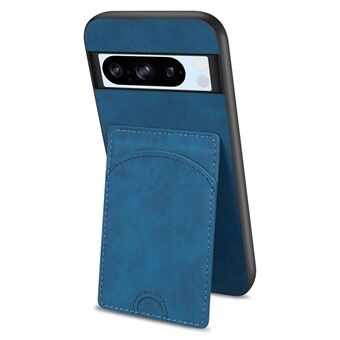 Voor Google Pixel 9 Pro XL Hoesje Kickstand Leer Gecoate TPU Telefoonhoes met Kaartslot