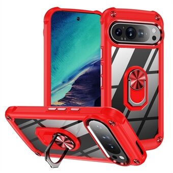 Voor Google Pixel 9 Pro / Pixel 9 Hoesje Alloy Lens Frame PC + TPU Kickstand Telefoon Achterkant Bescherming