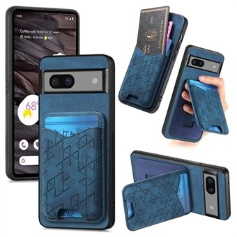 Voor Google Pixel 7a Hoesje Bedrukt Patroon Kaart Houder Kickstand Leren Achterkant Cover