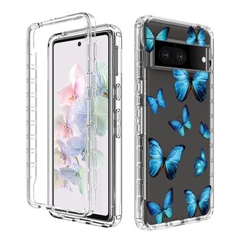 Voor de Google Pixel 7 5G is er een doorzichtig telefoonhoesje met een stijlvolle patroonprint op de PC-frame + TPU 2-in-1 beschermhoes.