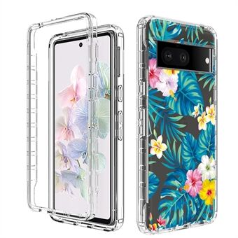 Voor de Google Pixel 7 5G, een transparante telefoonhoes met een stijlvol patroon op de PC-frame en TPU-beschermhoes, gecombineerd in één.