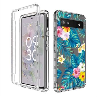 Voor de Google Pixel 6a Patroonafdruk Transparante Telefoon Beschermhoes 2-in-1 PC Frame + TPU Anti-kras Cover.