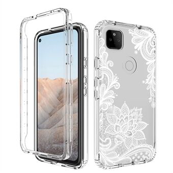 Voor de Google Pixel 5a 5G Schokabsorberend Patroon-afdrukken Transparante Telefoonhoes Hybride PC + TPU Beschermhoes.