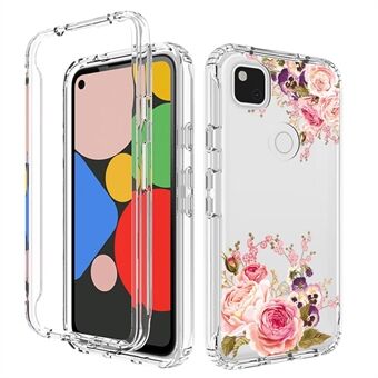 Voor Google Pixel 4a Patroon Afdrukkende Transparante Telefoonhoes Anti-val Hybride PC + TPU Beschermhoes