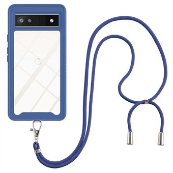 YB PC-serie-4 voor Google Pixel 6a 5G Antislip Anti-val Telefoonhoesje PC + TPU Afneembare 2-in-1 Mobiele Telefoonhoesje met Verstelbare Lanyard.