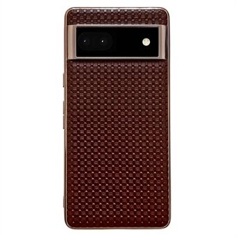 Voor de Google Pixel 6a mobiele telefoonhoes, Achterbeschermer, Schokbestendig, Nano-elektroplaterende getextureerde echt leder gecoate TPU-telefoonhoes, Beschermende Cover.