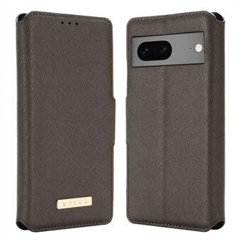 MUXMA MX115 voor Google Pixel 7 5G PU lederen telefoonhoes met kruis textuur, magnetische sluiting aan de zijkant, anti-kras telefoonstandaard portemonnee cover.