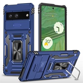 Telefoonhoesje voor Google Pixel 7 5G Armor-serie, gemaakt van hard PC en zacht TPU-materiaal, schokbestendig, met een standaard en een schuifbaar cameradeksel.