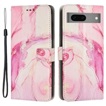 Voor Google Pixel 7 5G Anti-kras PU lederen portemonneehoes met marmerpatroonafbeelding en standaard om te vouwen telefoonhoes