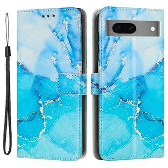 Voor Google Pixel 7 5G Anti-kras PU Leren Portemonneehoesje Marmer Patroon Afdrukken Stand Folio Flip Telefoonhoesje