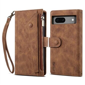 ESEBLE Star Series Wallet Telefoonhoesje voor Google Pixel 7 5G, PU-leren multifunctionele kaartsleuven ritssluiting en standaard flip cover met handriem.