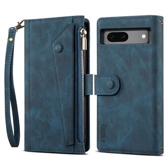ESEBLE Star Series Wallet Telefoonhoesje voor Google Pixel 7 5G, PU Lederen Multi-functionele Kaartsleuven Ritsvak Stand Flip Cover met Handriem