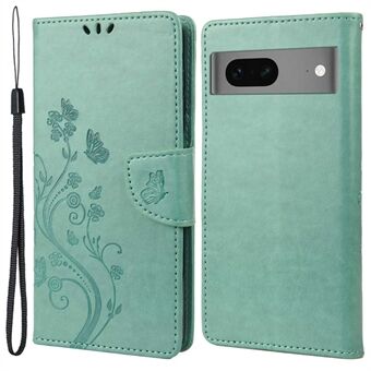 Voor de Google Pixel 7 5G Embossing Flower Butterflies Telefoonhoesje PU Leder Anti-kras Portemonnee Stand Case.