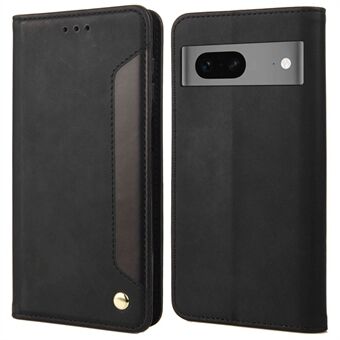 Voor de Google Pixel 7 5G Telefoonhoes Kleur Splicing Skin-touch PU Leren Hoesje Automatisch Sluitende Magneetstandaard Portemonnee Cover.